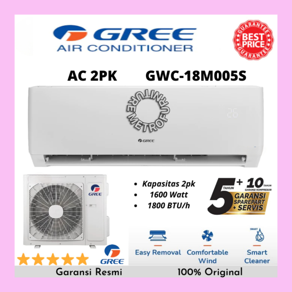 AC GREE 2 PK AC GREE 2 PK GWC-18M005S R32 FREE ONGKIR SERANG KOTA