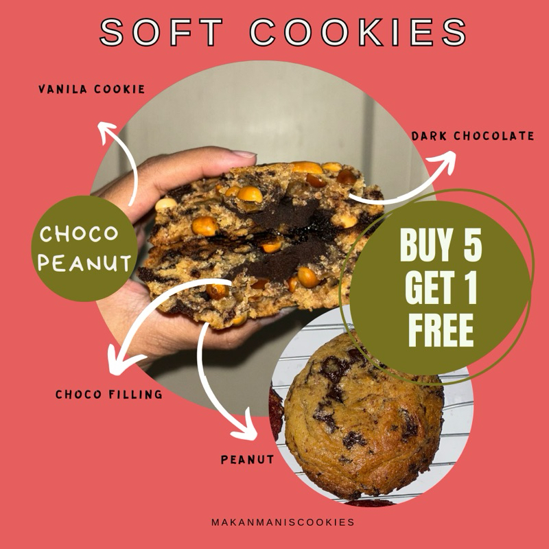 

BUY 5 GET 1 FREE | SOFT BAKED COOKIES PREMIUM| | CHOCO PEANUT