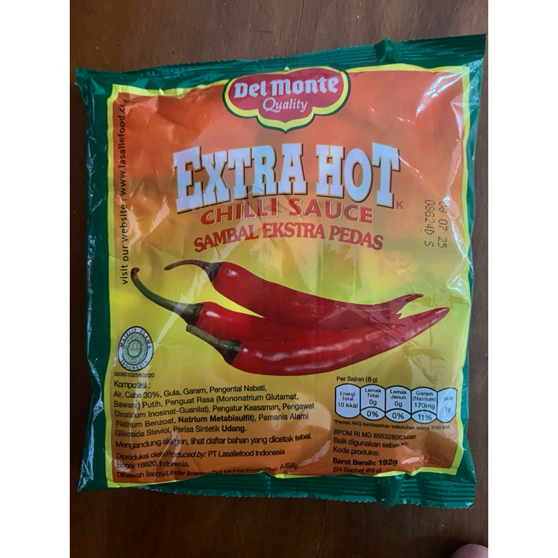 

Del Monte Extra Hot Chilli Sauce Sambal Ekstra Pedas 192 gram Sachet