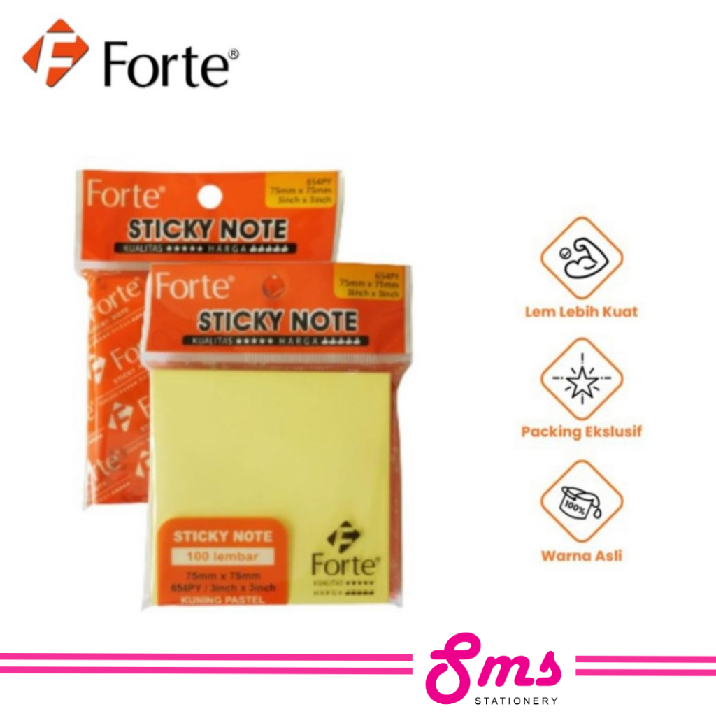 

Forte Sticky Note 654 Kuning Pastel 3x3inch / 75x75mm