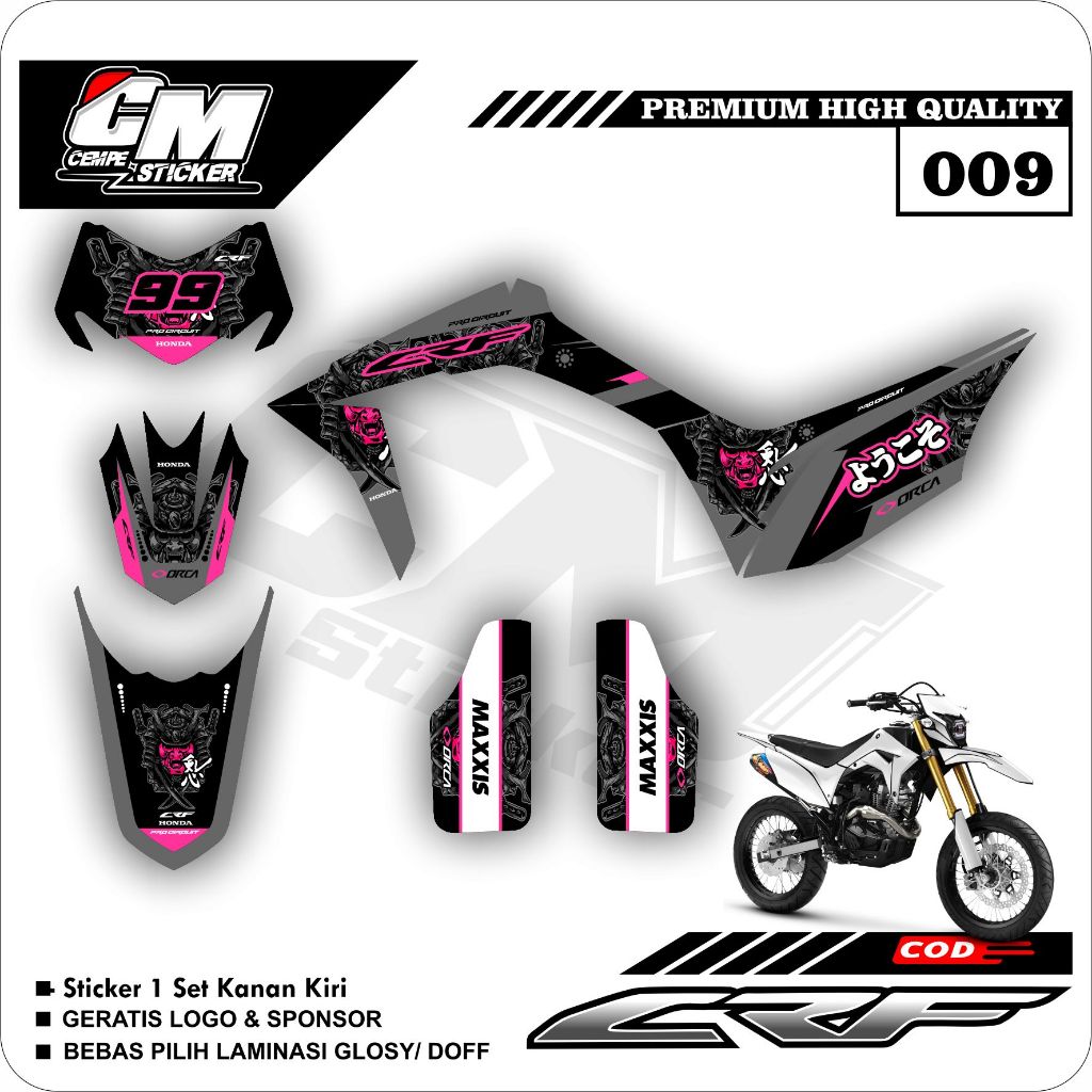 Stiker Lis Variasi CRF 150 L Decal Striping Standar CRF 150 L Premium Racing CM09