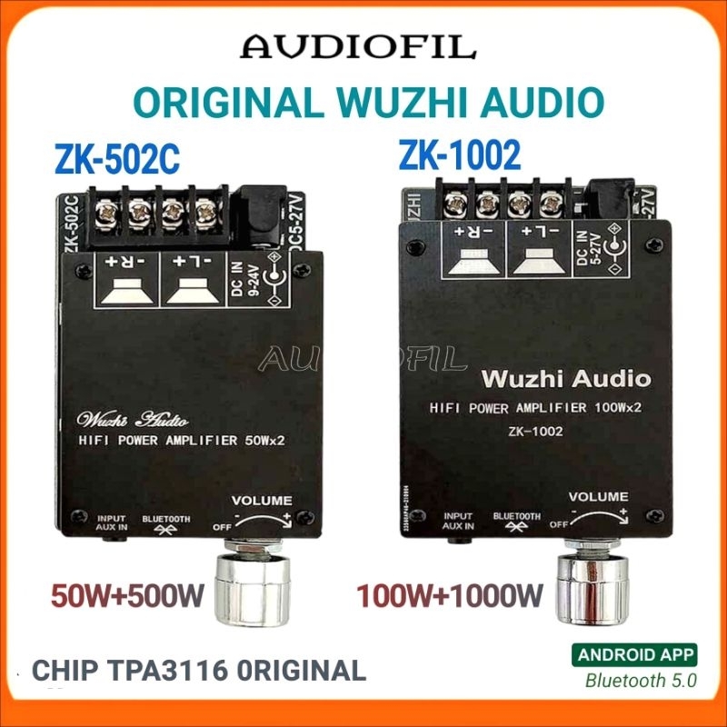 ZK-502C/ ZK-1002 Bluetooth TPA3116 High Power Digital Class D Amplifier Original Wuzhi Audio