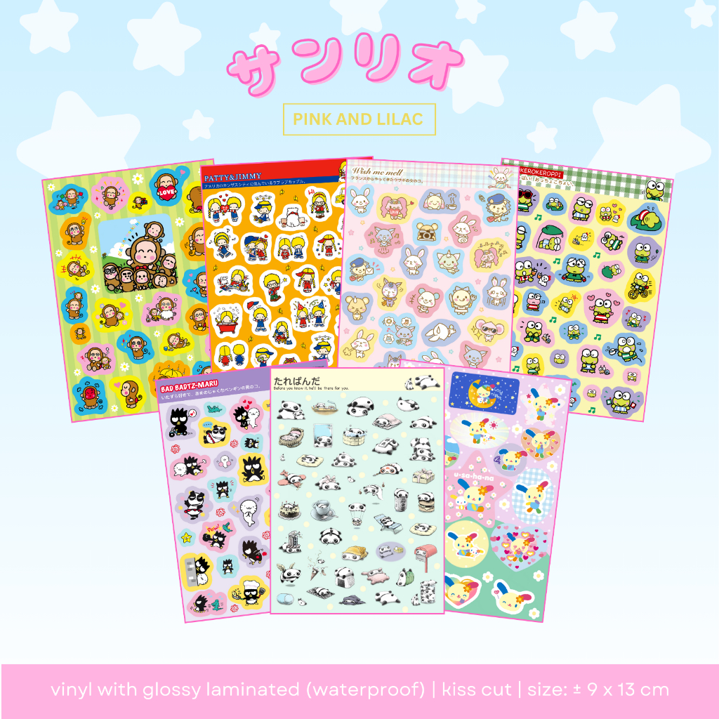 

Sticker Sheet Vintage Sanrio | Usahana, Badtz maru, Monkichi, Wish me mell, Keroppi Deco Sticker Japan