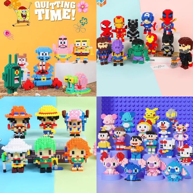 [[NEW]] BIG Bricks Nano Blocks Naruto Patrol Avengers Onepiece Mini Character Cartoon 3D Model Blok 