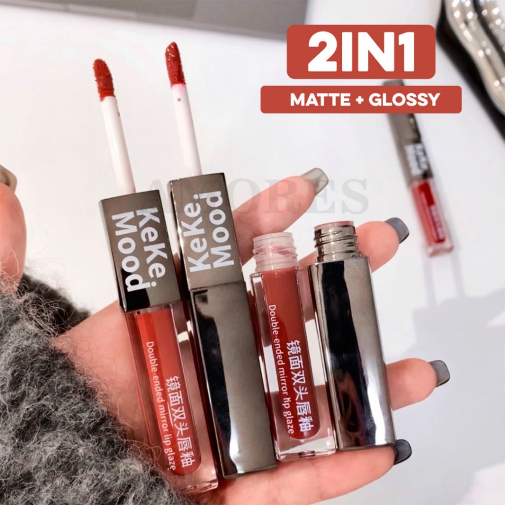 KEKEMOOD Double Head 2 in 1 Lip Gloss Lipstik Kepala Ganda Lip Glaze XX284