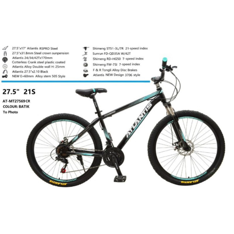 MTB SEPEDA GUNUNG 27.5 INCH ATLANTIS 21 SPEED