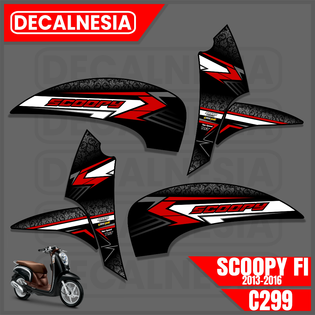 Stiker Striping Motor Scoopy FI 2013 2014 2015 2016 Old Sticker Variasi Simple Racing Modifikasi C29