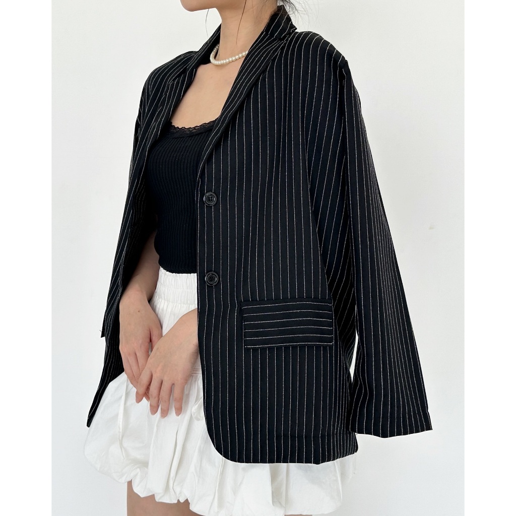 ALOHA Na-Bi Blazer Stripe Oversize 226 - Blazer Wanita Outer Garis | Korean Blazer Formal & Casual