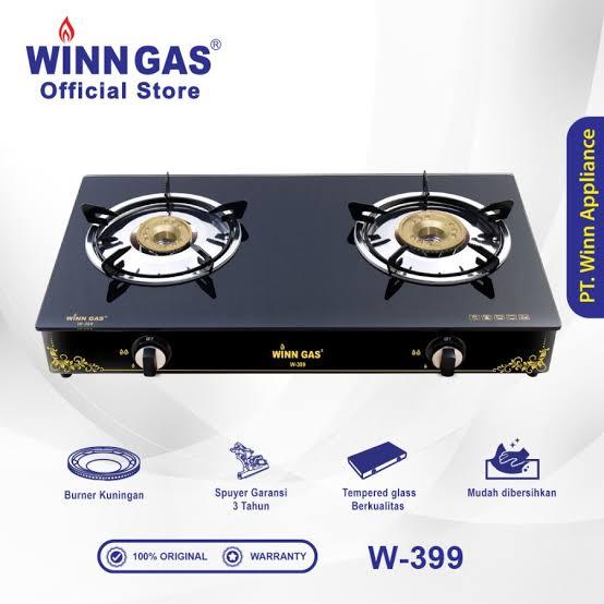Winn Gas Kompor Gas Kaca 2 Tungku W-399 Kompor 2 Tungku W399
