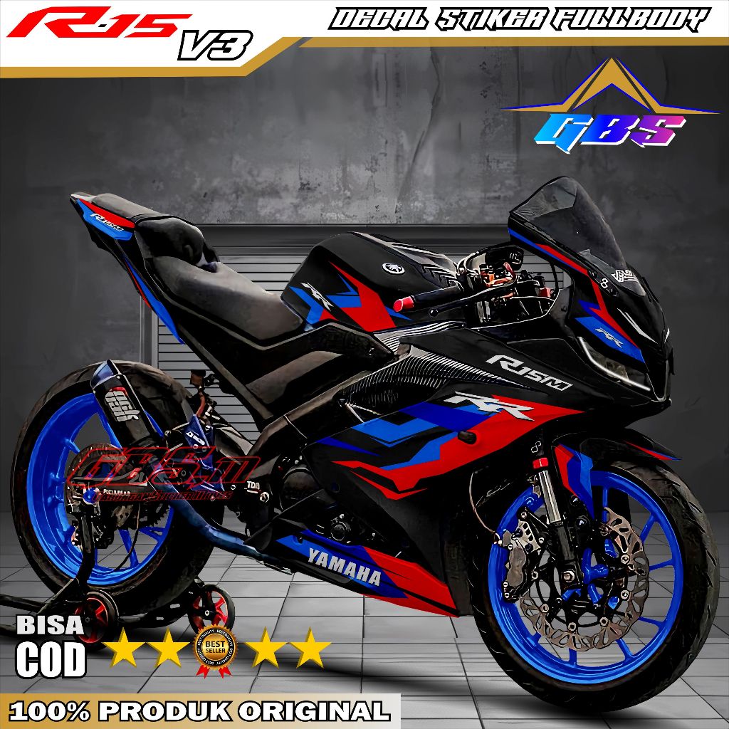 Terbaru - Decal R15 V3 Fullbody Stiker R15 V3 Full Body Striping Yamaha R15 V3 Motif Livey Bmw
