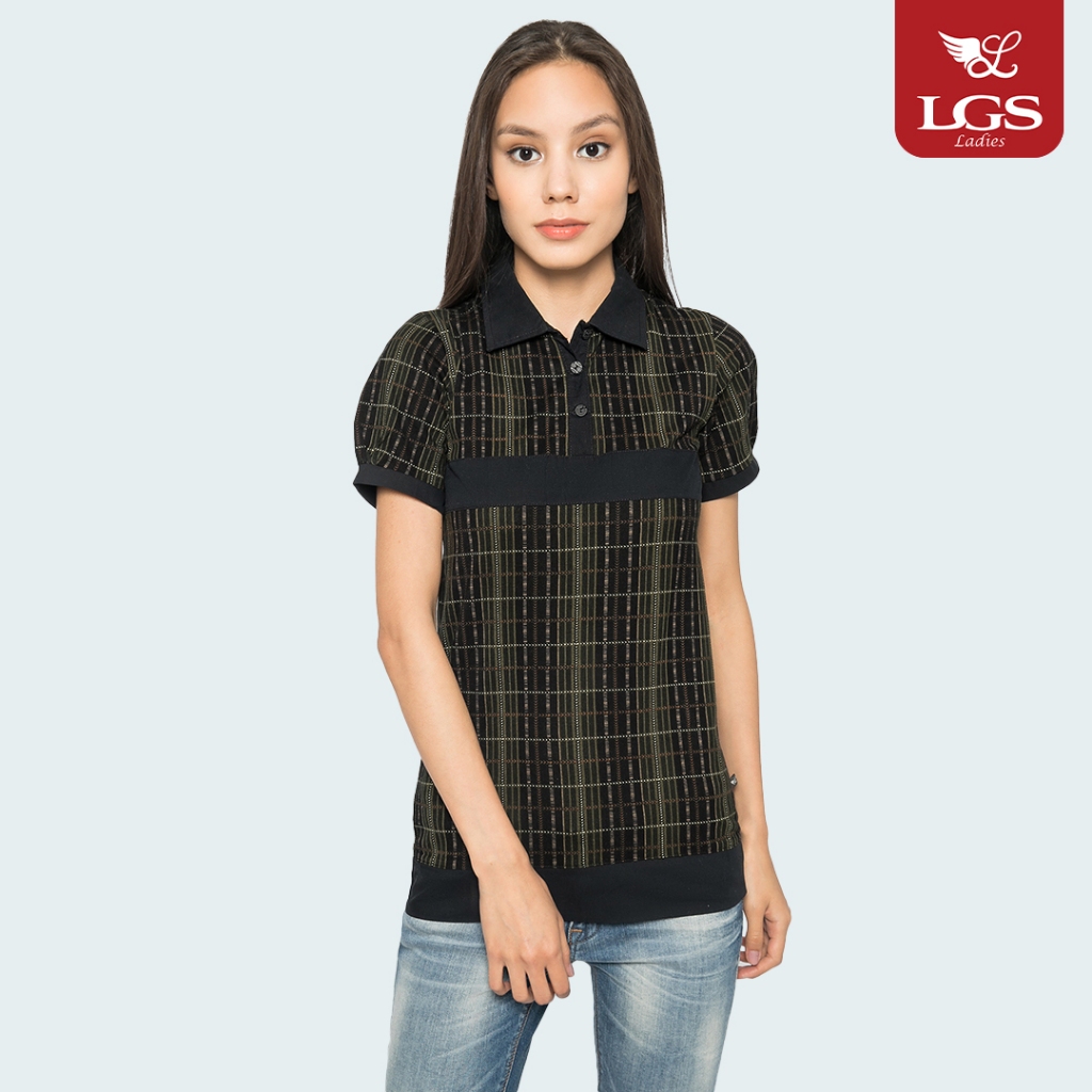 LGS Ladies - Kaos Wanita - Lengan Pendek - Warna Hitam - Kaos Berkerah - Atasan Wanita - LLTS.520.HD