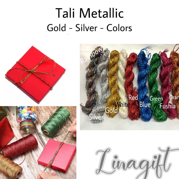 

Rol 5 Yard METALLIC ROPE GOLD SILVER TALI METALIK MAS EMAS PERAK IKAT SOUVENIR PACKAGING DIY GOODIE BAG BINGKISAN PENGIKAT RAIOW PEARL WHITE GREEN RED NAVY BLUE ORANGE