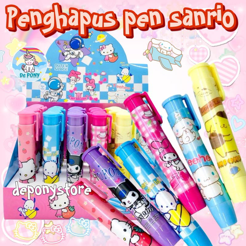 

Penghapus Pen Cetek Sanrio Baru Pocha Pompompurin Melody Kuromi Cinnamoroll