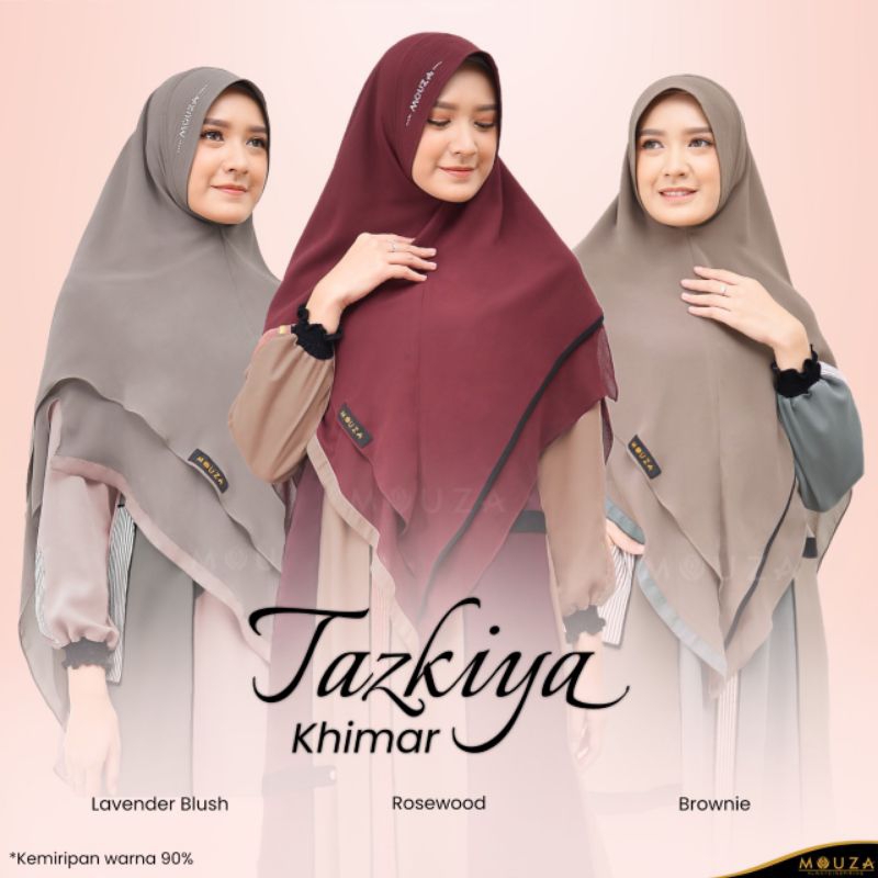 Khimar Tazkiya Ceruty Baby Doll 2 Layer by Mouza - Khimar Pet Antem, Anti Nerawang, Variasi Swarovsk