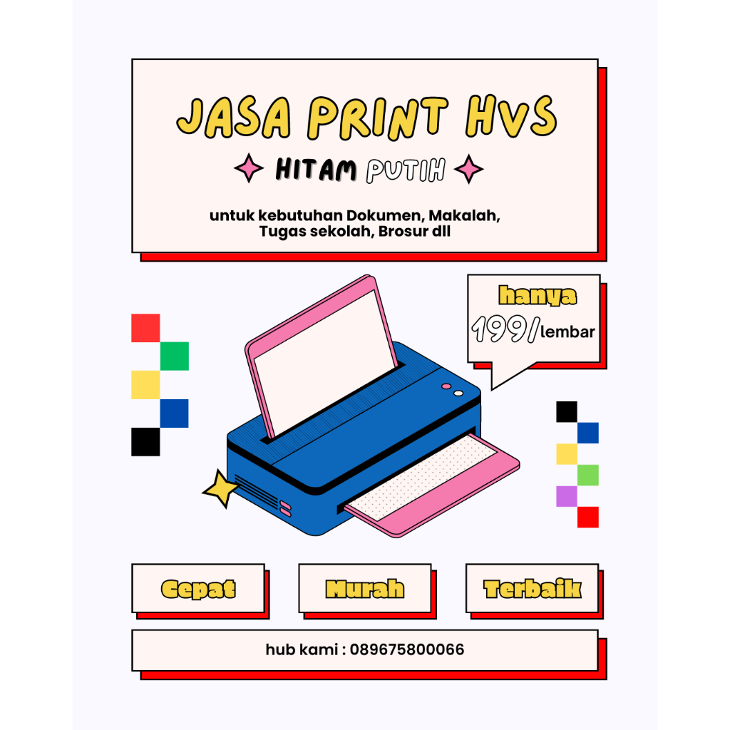 

Cetak Dokumen / Print HVS F4 75gsm Hitam - Putih 1sisi