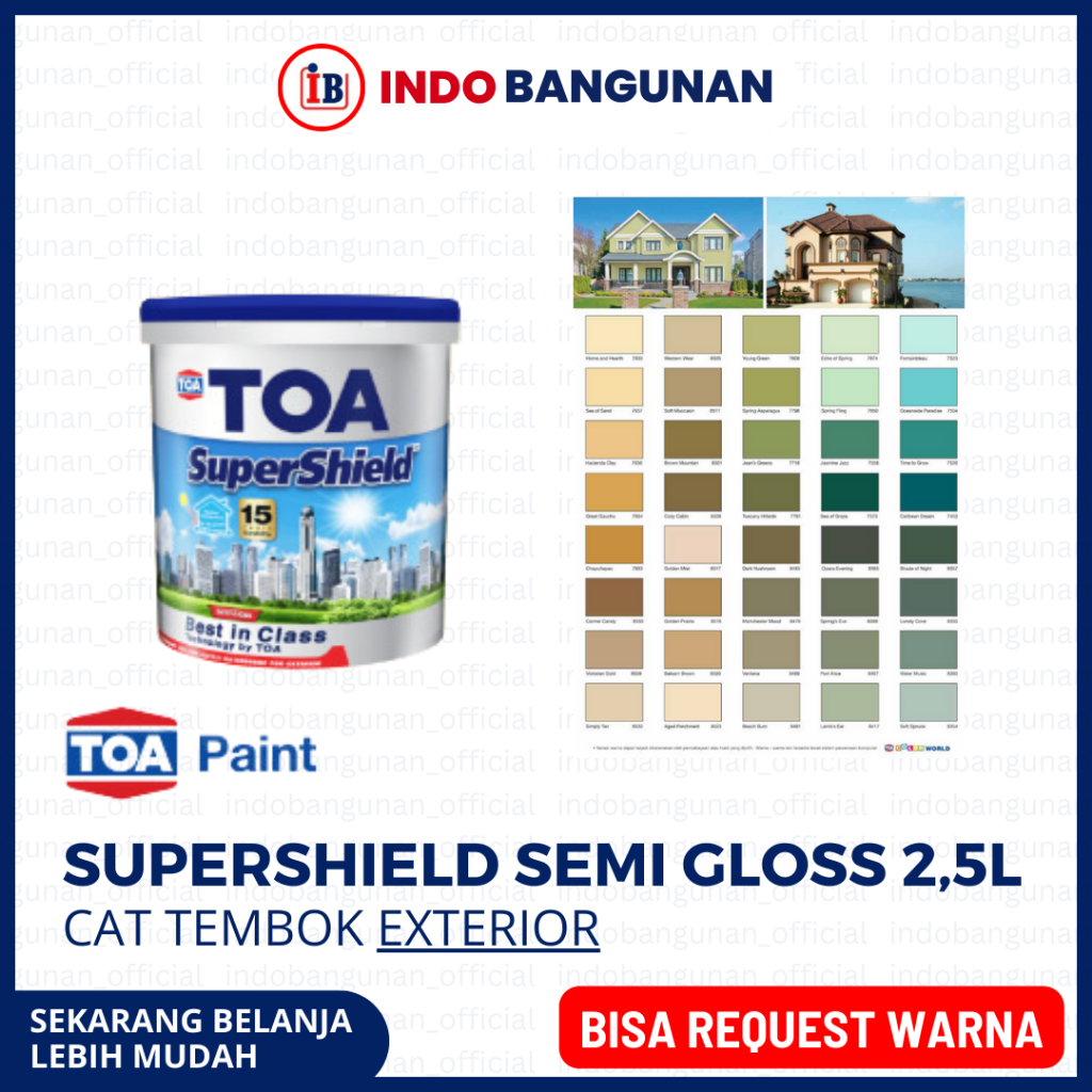 TOA SUPERSHIELD SEMI GLOSS/CAT TEMBOK EXTERIOR GALON 2,5L