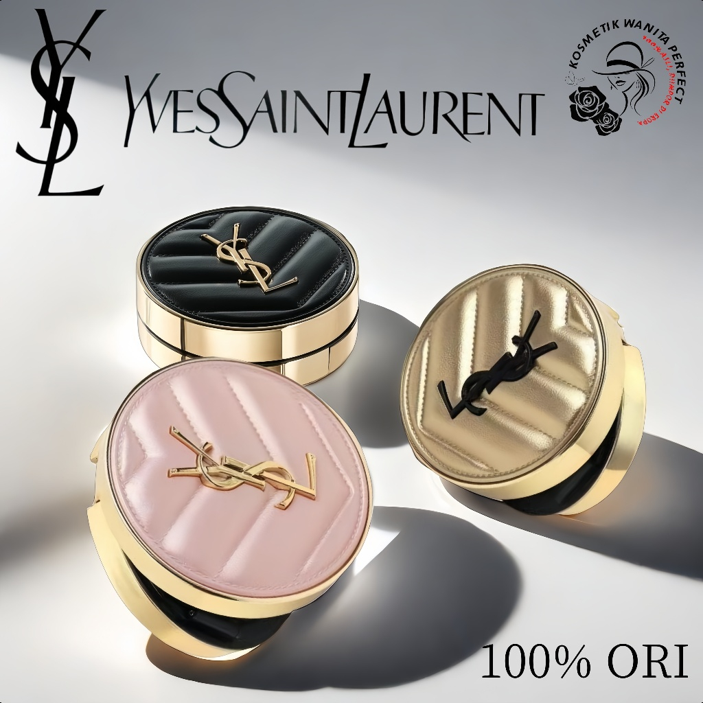 【100% Original 】YSL  YSL Yves Saint Laurent NEW  Pink/hitam/cushion gold kulit/YSL Luminous Matte Cu