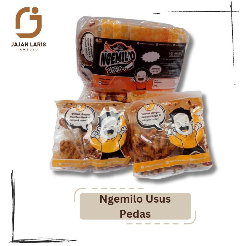 

Ngemilo Usus Crispy Kemasan Pack ISI 10 Kemasan Pedas Dan Original Daun Jeruk