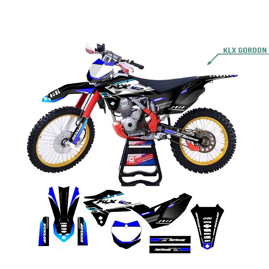 Decal Stiker Klx Gordon Dekal Variasi Stiker Striping Custom biru hitam abu keren simple D-A5-009