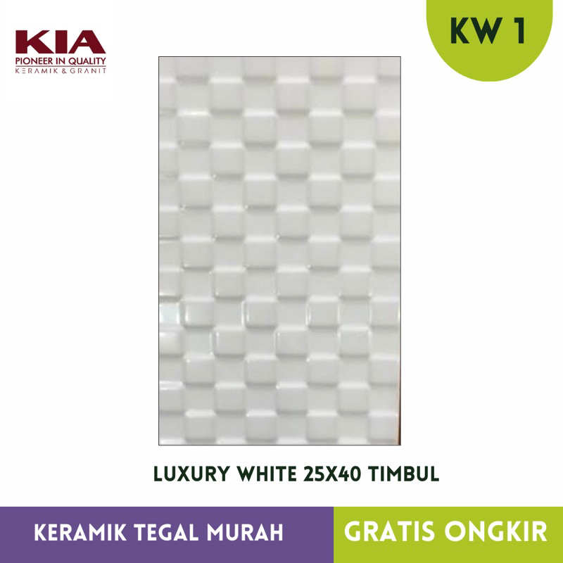 Keramik Dinding Timbul KIA 25x40 Luxury White Luxury Black KW 1