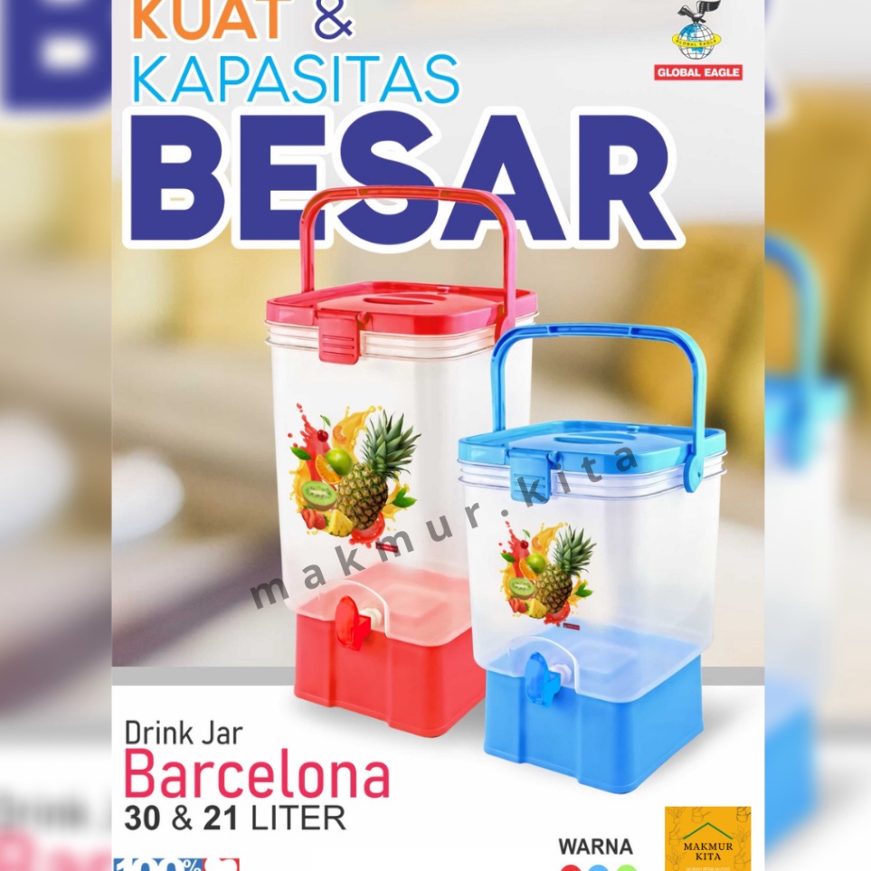 Pasti Laris  Dispenser Air Minum 21 3 Liter Plastik Global Eagle  Drink Jar Barcelona Global Eagle  