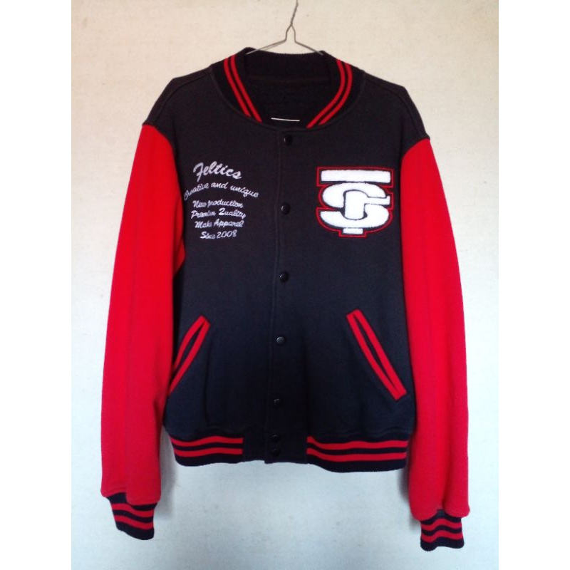 varsity feltics hitam merah second