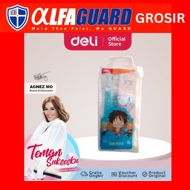 

Penggaris Set ONE PIECE Biru / Blue / Drafting Set DELI H17 (1 set isi 4 pcs)