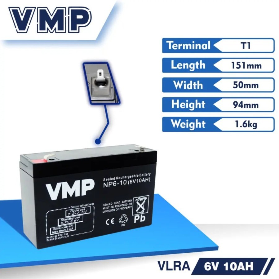 PREMIUM Vmp Aki kering 6V10ah TERMURAH SURABAYA Vmp 6V10AH