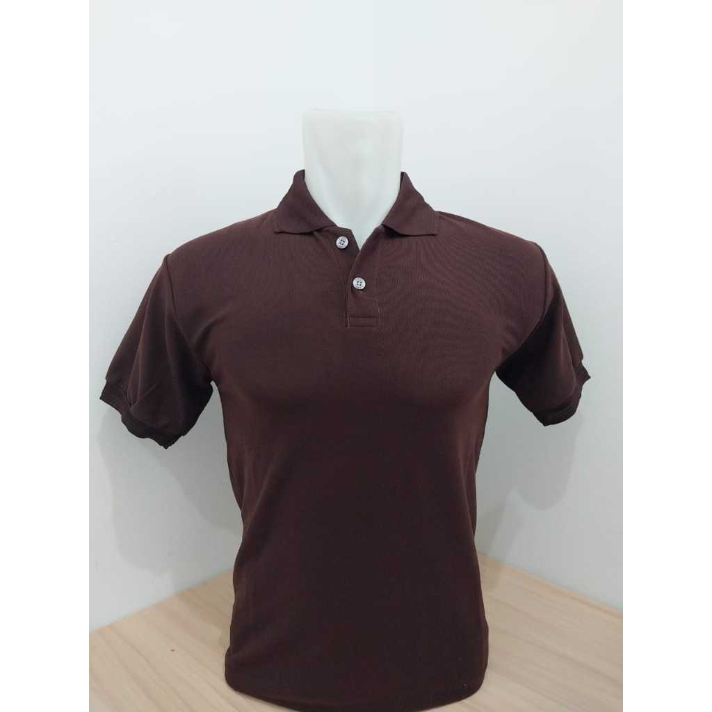 KAOS KERAH PRIA DAN WANITA PREMIUM LAKOS POLOS COKLAT TUA