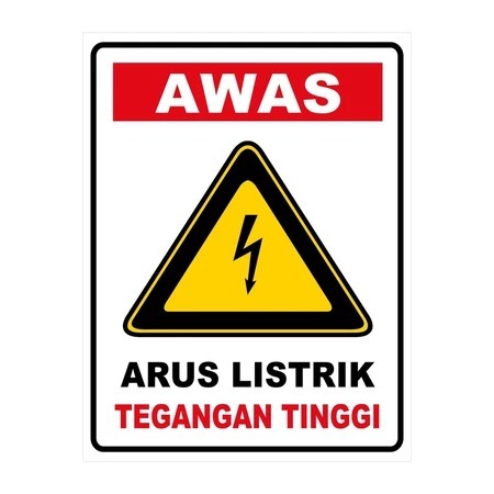 

STIKER VINYL AWAS LISTRIK TEGANGAN TINGGI Uk. 23x30 cm sign rambu k3