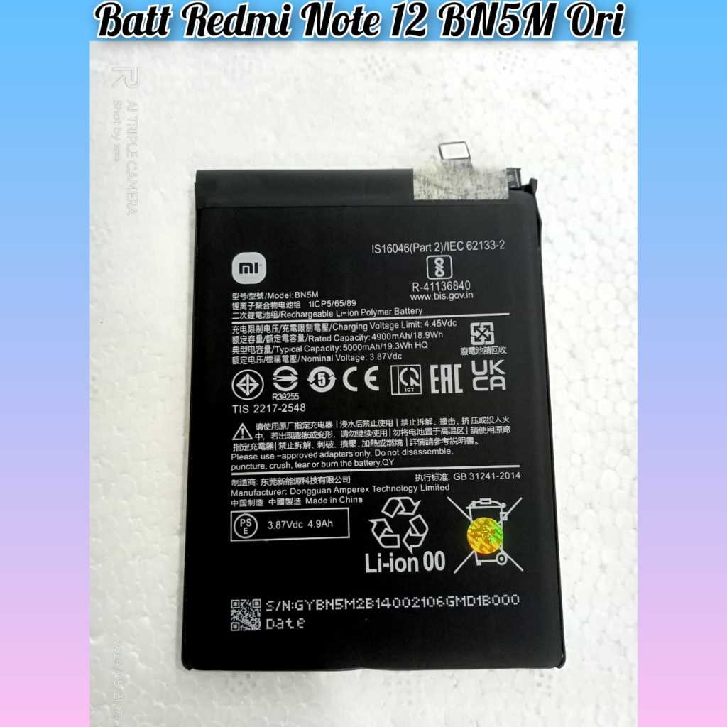 Battery Baterai Batt Redmi Note 12 BN5M ORI Batre BN5M Redmi Note 12 Original