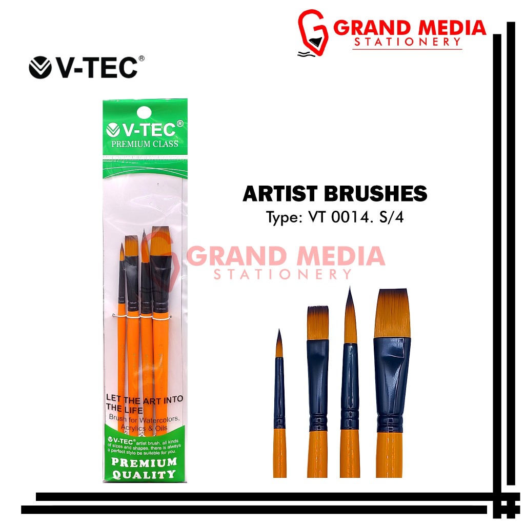 

[GRAND MEDIA] KUAS CAT AIR / CAT MINYAK / BRUSH / LUKIS / ACRYLIC / V-TEC A0014-S/4