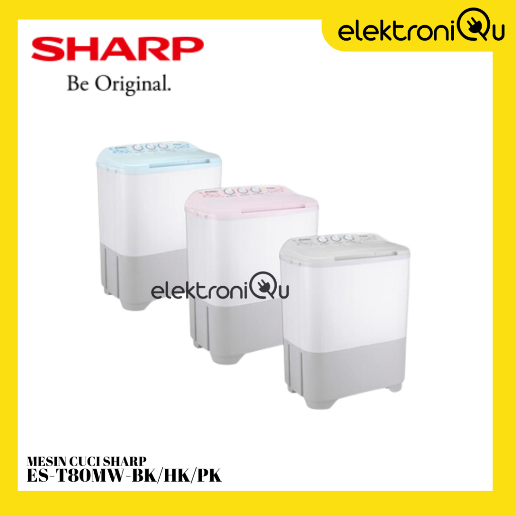 MESIN CUCI SHARP ES-T80MW-BK/HK/PK 2 TABUNG 7 KG