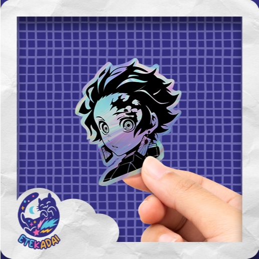 

Stiker Hologram Anime Demon Slayer Tanjiro Black White