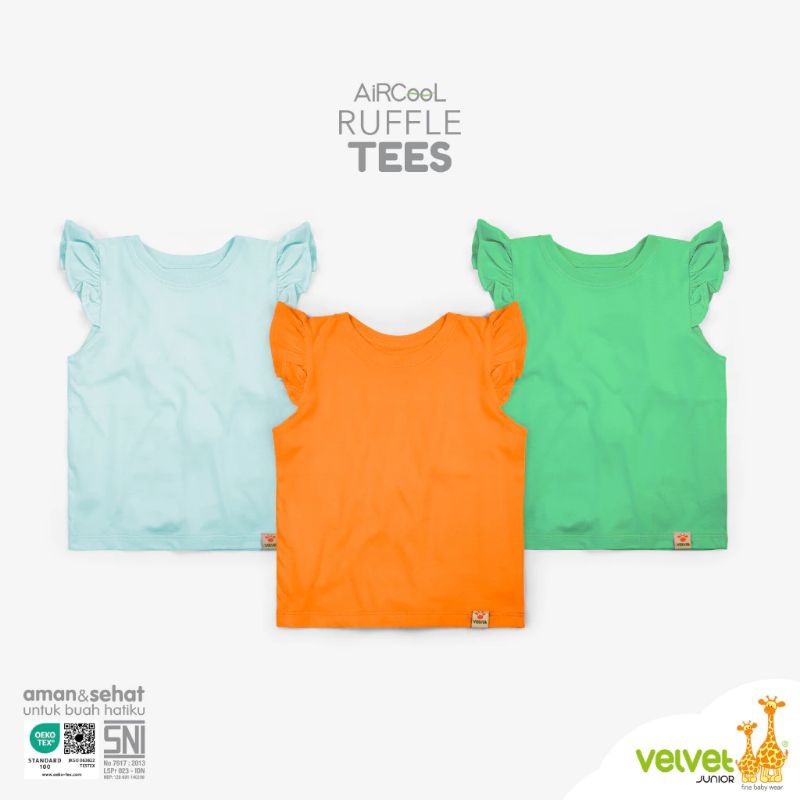velvet junior ruffle tees / kaos anak perempuan / baju atasan anak perempuan