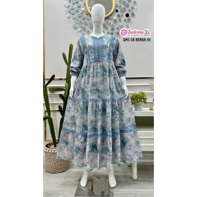 gamis salvina.ys katun bordir renda terbaru