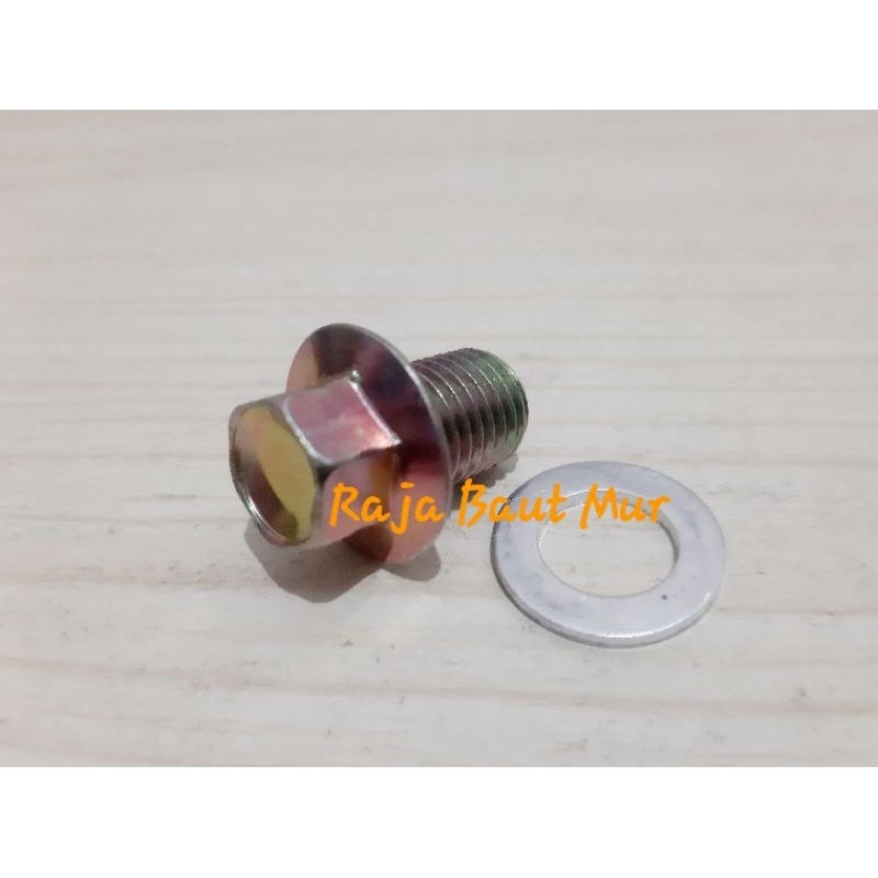 Baut tap oli tutup pembuangan oli mesin jupiter vega nmax aerox yamaha m.12×15 kunci 12 ( baut+ring 