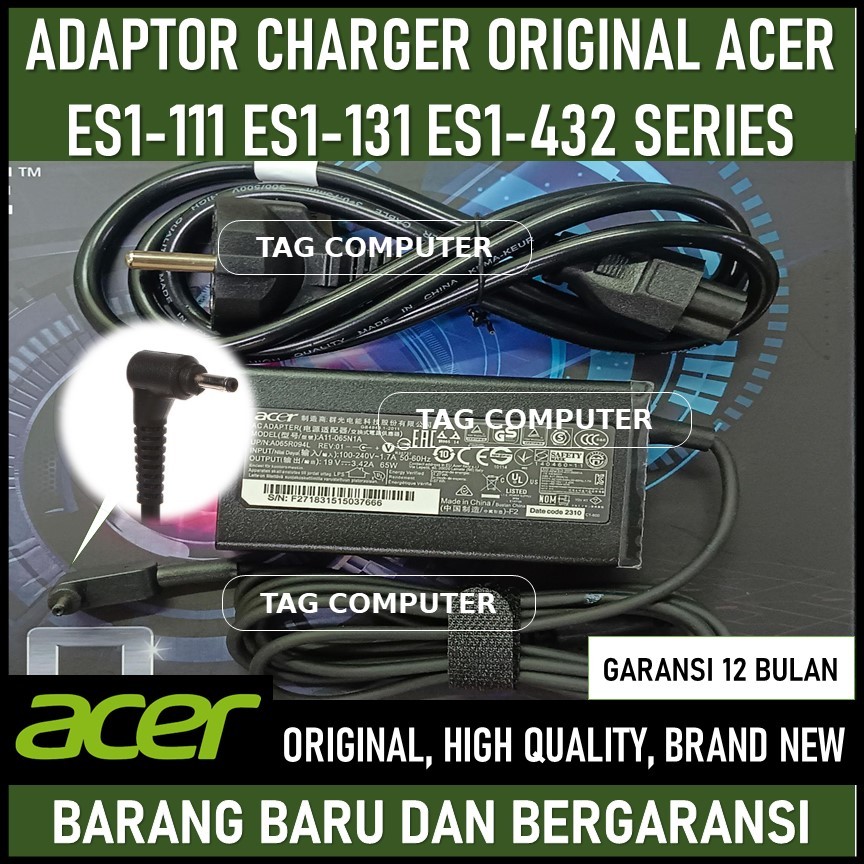 ADAPTOR CHARGER ORIGINAL ACER ES1-111 ES1-131 ES1-432 SERIES