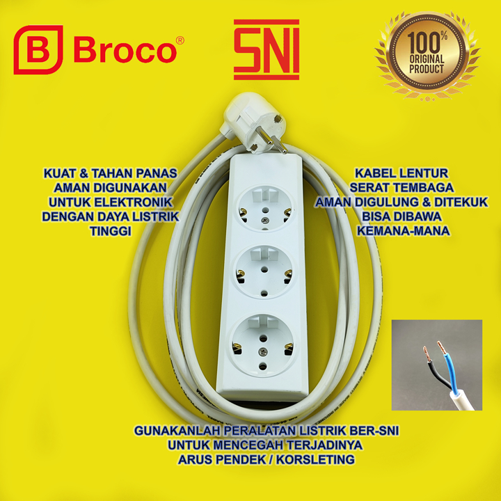 STOP KONTAK RAKIT KOMBINASI BROCO 3 LUBANG TERMINAL
