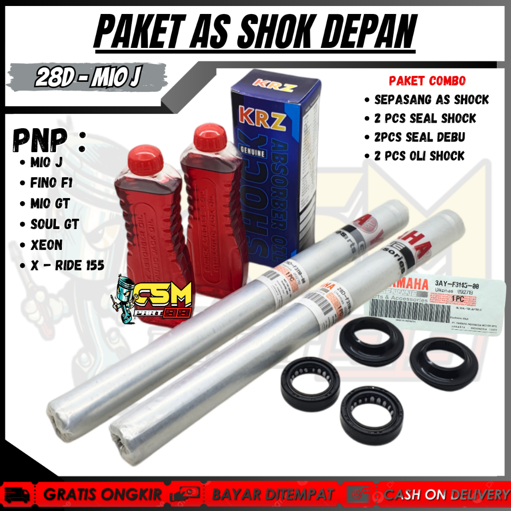 PAKET AS SHOCK DEPAN MIO J KLIP MIO GT MIO SOUL MIO M3 FINO F1 SOUL GT / AS SHOCK + OLI SHOCK + SEAL