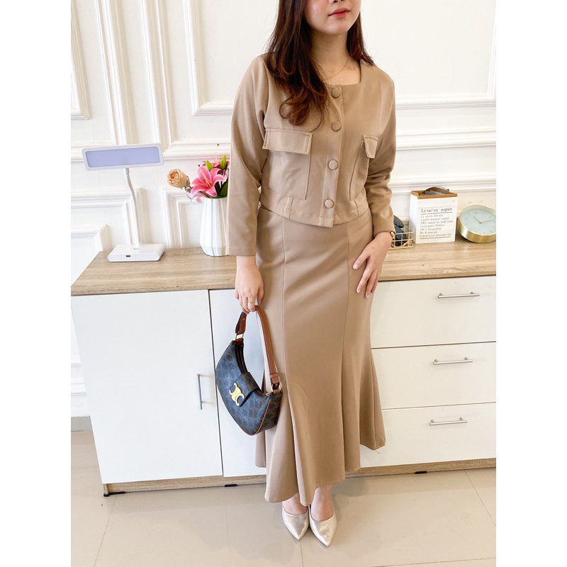 REYNA SET ROK|| SETELAN WANITA ROK BAHAN SCUBA LD MELAR  SET ALFASHION