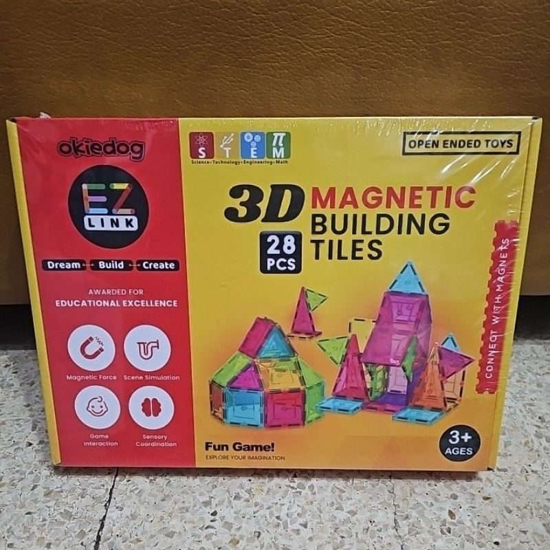 Okiedog EZLink 3D magnetic building tiles - 28 pcs