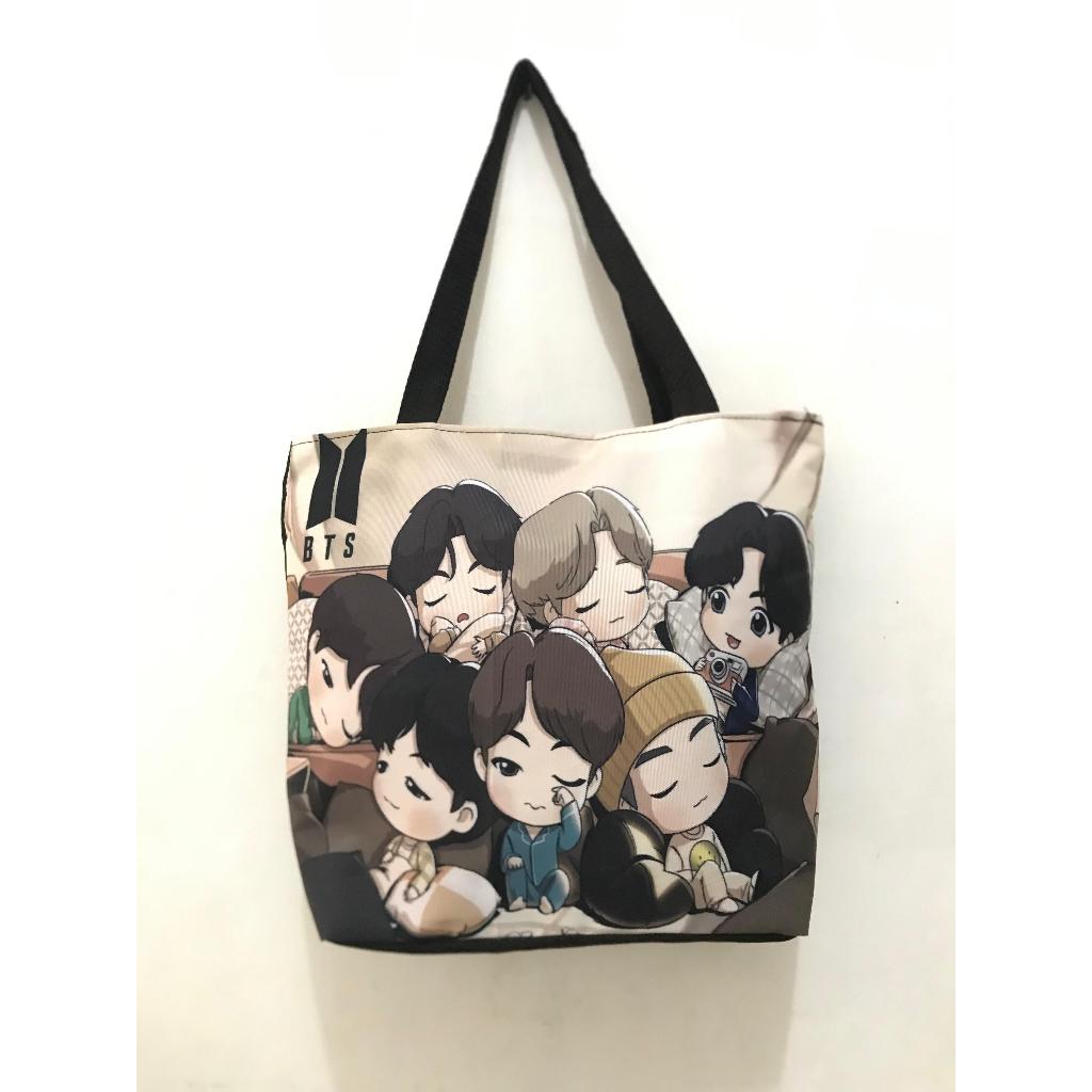 L.S Totebag Kanvas Resleting Wanita terbaru motif BTS / ARMY