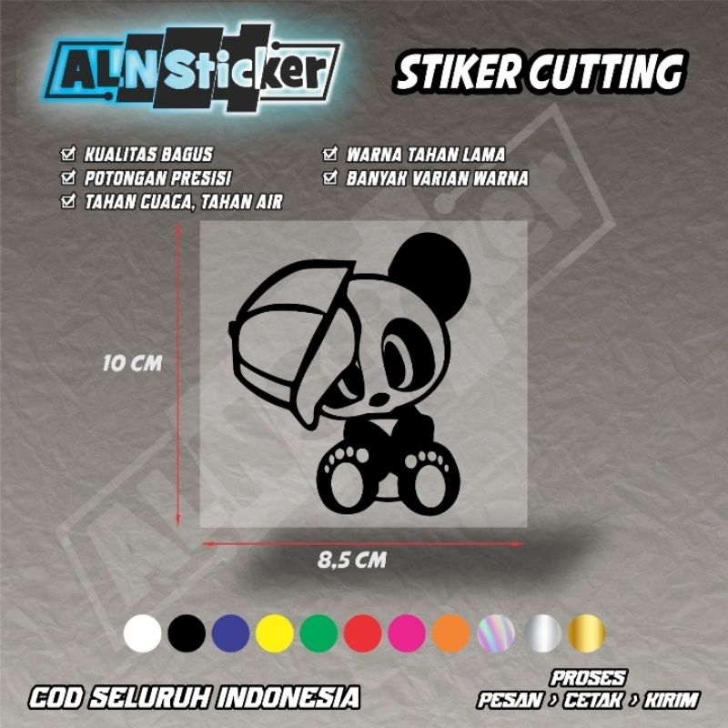 stiker cutting panda keren untuk helm, mobil, laptop, motor, dll.