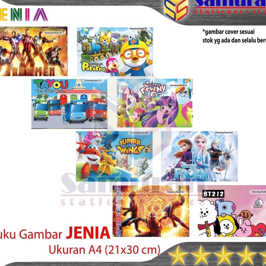 

BOOM Buku Gambar Jenia Ukuran A4 Fancy Drawing Book 21 x 3 cm 1 Pak isi 1 buku Mengambar Kecil bahan HVS