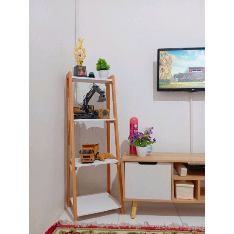 rak susun serbaguna perabotan rumah tangga rak susun kayu aesthetic
