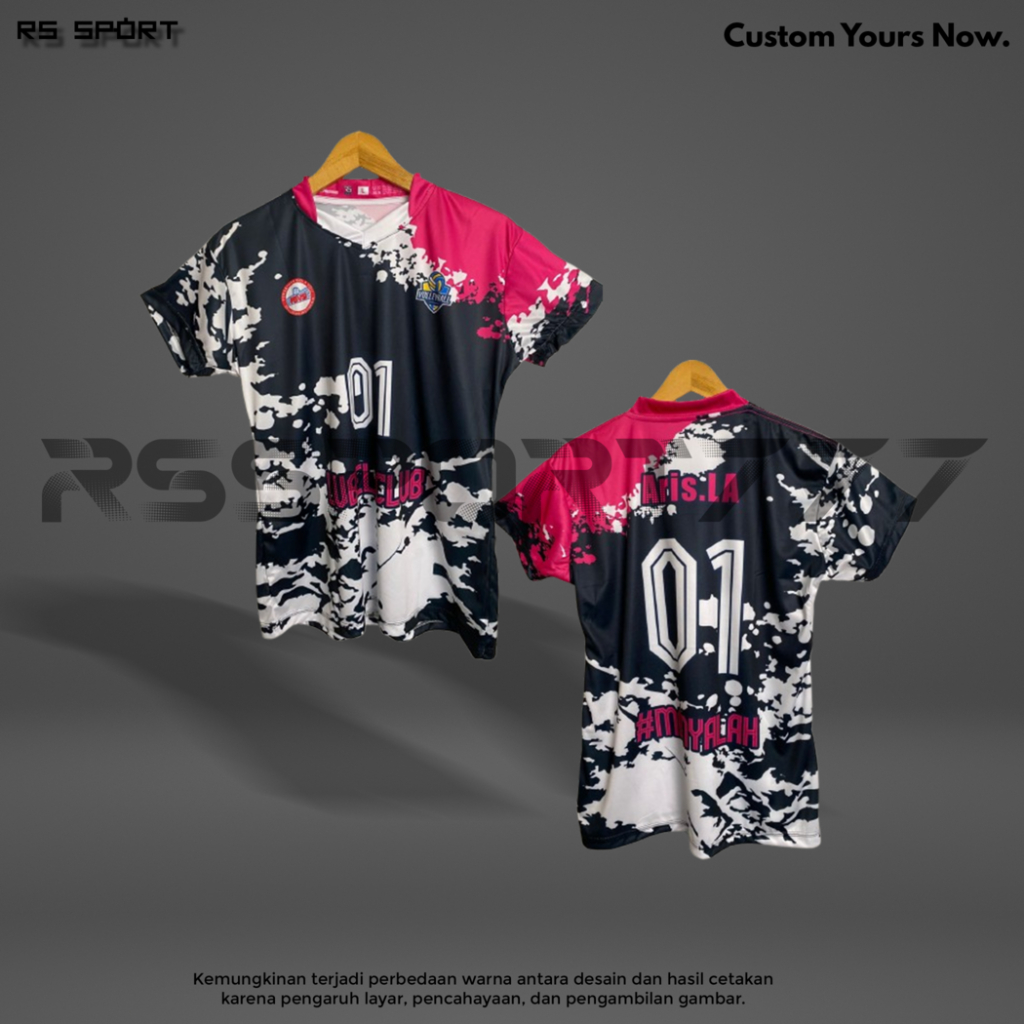 Jersey Voli Cewek Kaos Team Stelan Abstract Pink
