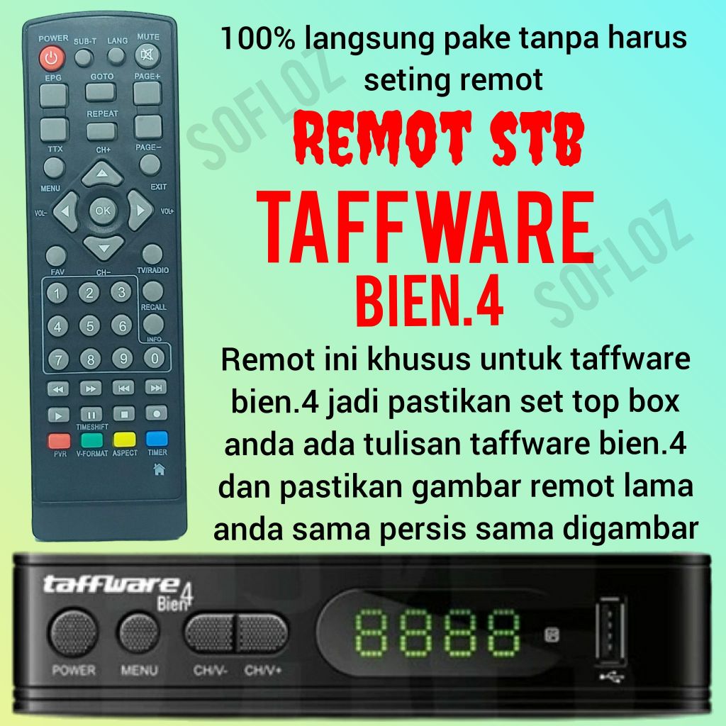 Remote stb set top box taffware bien4 stb-t2