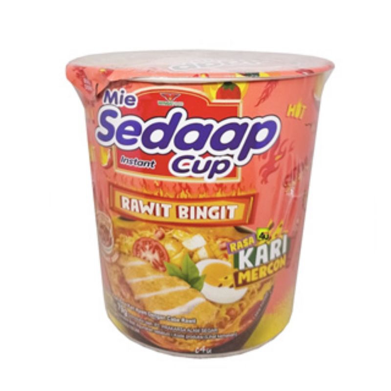 

Mie sedaap cup rasa KARI MERCON rawit bingit popmie - mi instan sedap kuah