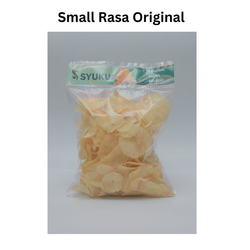 

Keripik Singkong Syukur Gurih Renyah Ukuran Small isi 100 gram Cemilan Asli singkong Rasa Original Ngepros Bari Raos